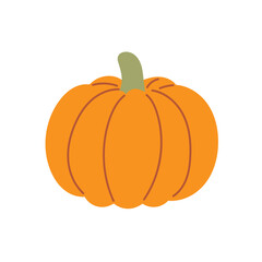 Cartoon-style pumpkin – cute and playful autumn illustration for children’s books, harvest festival designs, Thanksgiving themes, and seasonal decorations.