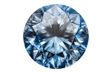 Circular blue diamond graphic featuring intricate facets, ideal for decorative design purposes, showcasing the beauty and elegance of gemstones without brand association