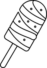 Simple Line Drawing of a Classic Ice Cream Popsicle with Spiraled Stripes and Decorative Dots Perfect for Coloring Books