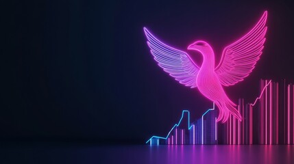 Neon Eagle on Growing Chart, Finance , Investment