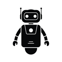 Black robot with antennae and round eyes artificial