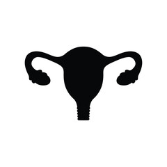 Black silhouette of female reproductive system uterus