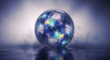 Enigmatic Orb of Nebulae in a Glass Sphere