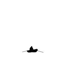 Silhouette of a person in a boat, minimalist vector illustration.

