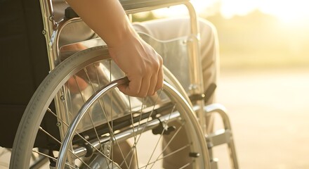 Person in wheelchair enjoying sunlight outdoors Accessibility concept