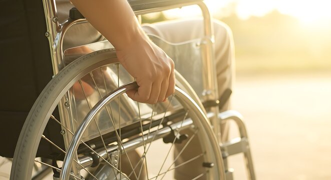 Person in wheelchair enjoying sunlight outdoors Accessibility concept