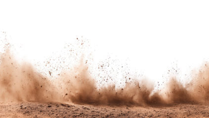 Brown Dust Cloud Explosion on Black Background