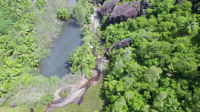 Drone footage of cap ternay mangrove, Mahe Seychelles 30fps 6
