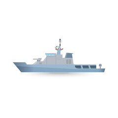 Light blue warship on white background displaying a naval defense vessel