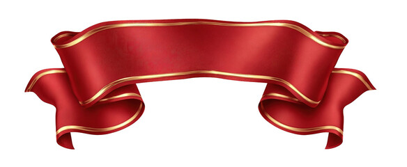 Red And Gold Elegant Ribbon Banner Design