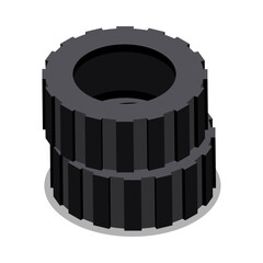 Isometric Illustration of Two Stacked Tires