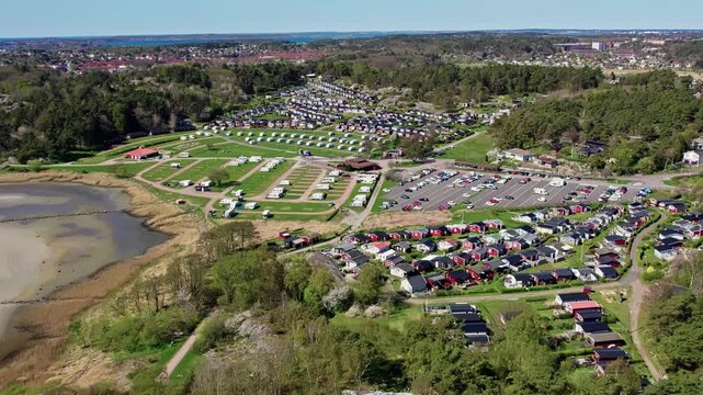 G&ouml;teborgs Fritidsf&ouml;rening Askim Cottage Village In Askim, Gothenburg, Sweden. Aerial Drone Shot