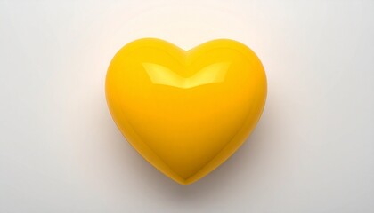 heart, yellow, glossy, smooth, plastic, rubber, love, affection, charm, warmth, emotion, symbol, icon, minimal, contrast, studio, composition, visual, aesthetic, isolate, object, design, shape, form, 