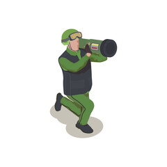 Soldier Aiming a Missile Launcher Isometric Illustration