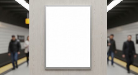 Empty Advertisement Panel in Subway Station.