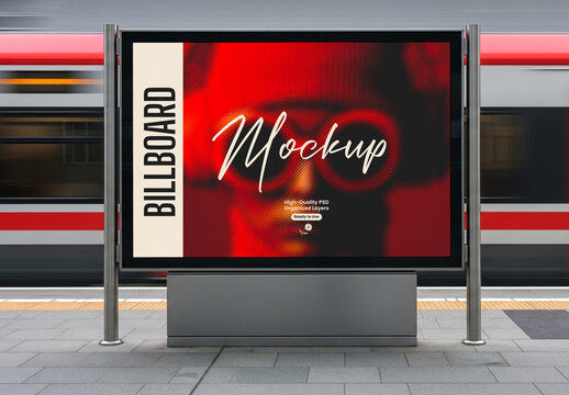 Train Station Billboard Mockup