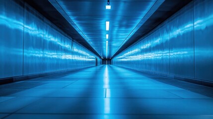 Obraz premium A BlueLit Tunnel Beckons Ahead.