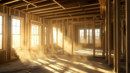 Golden Hour in a New Home Construction.