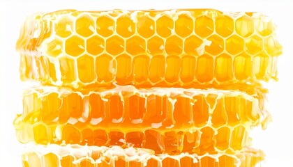 Three stacked honeycomb slabs ooze golden honey&mdash;hexagonal cells glisten with freshness, evoking nature&rsquo;s precision, sweetness, and the quiet architecture of organic abundance.
