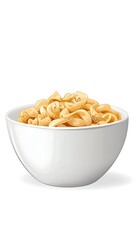 Cartoonstyle Bowl of Pappardelle Pasta with Speckled Black Pepper on a White Background
