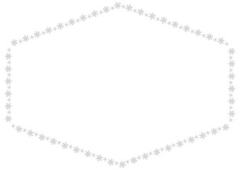 シルバーの雪の結晶模様の幾何学的デザイン・六角形フレーム