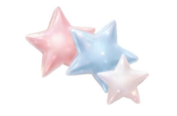 Obraz premium Three Pastel Stars on Transparent Background