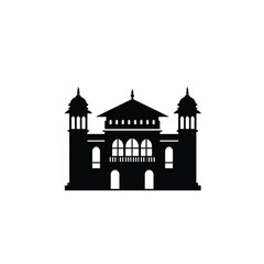 Ornate black building with domes and arches architecture