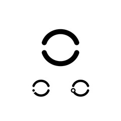 Technical logo Number 0, digital cyber space numeral zero, set of three different signs