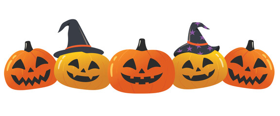 Scary Halloween pumpkin faces for decoration vector design, Happy Halloween season.