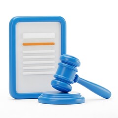 Fototapeta premium Blue gavel and document representing justice law and legal decisions