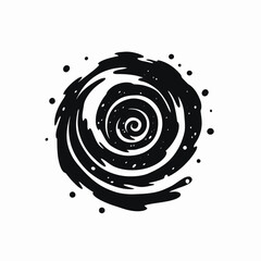 Black swirling galaxy vector shape abstract artistic explosion graphic silhouette
