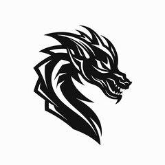 Fototapeta premium Fierce mythical creature head in detailed gothic vector, powerful dragon silhouette