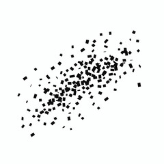 Scattered rectangles creating dynamic and abstract composition against white background silhouette