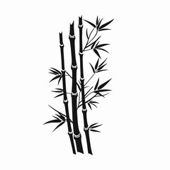 Naklejka premium Serene bamboo grove with delicate leaves in a minimalist black silhouette