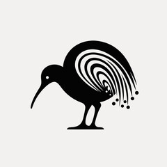 Fototapeta premium Striking avian design with unique plumage forming a captivating kiwi bird silhouette