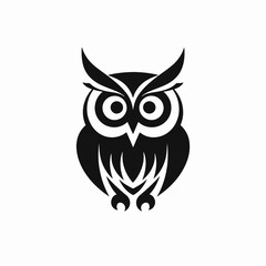 Fototapeta premium Majestic owl with piercing eyes, a nocturnal predator presented in silhouette