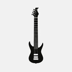 Obraz premium Striking black electric guitar vector design concept artwork style silhouette