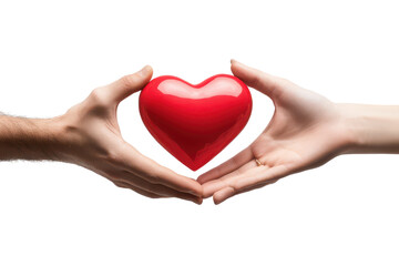 Fototapeta premium Couple holding a shiny red heart symbolizing love and connection in a tender moment of unity