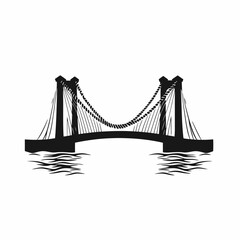 Obraz premium Suspension bridge over water showing a strong monochrome design silhouette