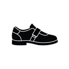 Black shoe with strap footwear buckle