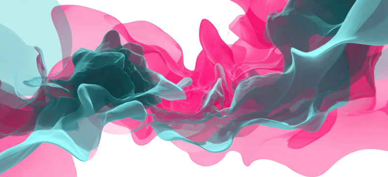 Abstract Fluid Teal And Pink Swirls Design