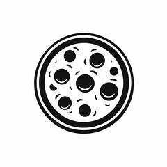 Delicious pizza with pepperoni in black and white food silhouette