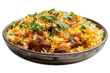 Traditional chicken biryani in bowl &ndash; Transparent Background