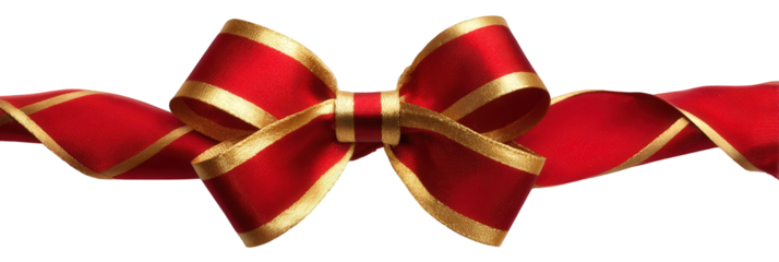 Red And Gold Ribbon Bow With Transparent Background