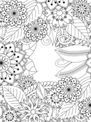 Obraz premium Coloring frame flowers for adults and kids 