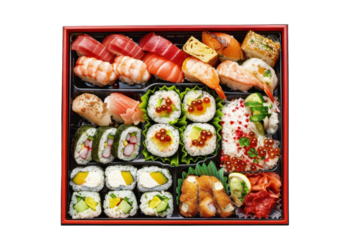 Healthy assorted bento lunch box – Transparent Background