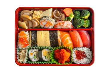 Traditional Japanese bento box meal – Transparent Background