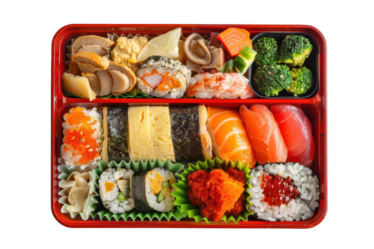 Traditional Japanese bento box meal – Transparent Background