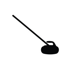 Black curling stone and broom sport