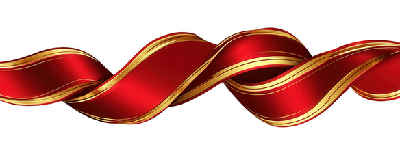Red And Gold Ribbon Swirling Design On Black Background